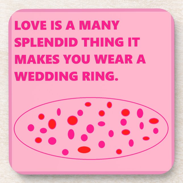 Wedding gift coaster fun message love type pink (Front)