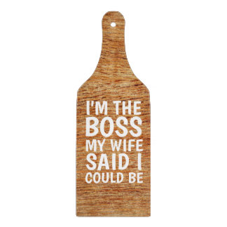 WEDDING GIFT CUTTING BOARD PADDLE, I'M THE BOSS