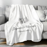 Wedding Gift Elegant Newlywed Keepsake Monogram  Fleece Blanket<br><div class="desc">Wedding Gift Elegant Newlywed Keepsake Monogram Fleece Blanket. Personalized white and faux silver-grey monogrammed Fleece Blanket. Classic script for the initial, the names of the bride and groom, and the wedding date on a simple elegant minimalist white background. Perfect wedding gift, or gift for newly weds, a cherished reminder of...</div>