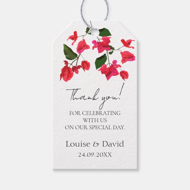 Wedding Gift Favour Tag with Bougainvillea Flower (Front)