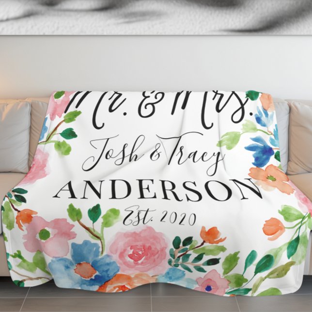 Wedding Gift For Couple, Customized Mr And Mrs Fleece Blanket (Creator Uploaded)