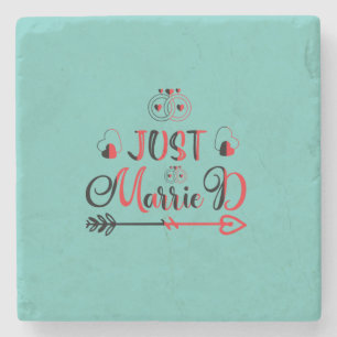 Wedding Gift Just Married Stone Coaster
