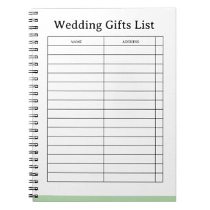 wedding Gift List  Notebook