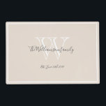 Wedding Gift Monogram Script Rustic Chic Laminated Laminated Place Mat<br><div class="desc">Wedding Gift, Newlyweds Gift Monogram Script Rustic Chic Laminated Placemat. Wipe clean with a damp cloth, so practical, and print on the front and the back of the placemat. Personalized white monogram design with the newlywed bride and groom's last name and date established in charcoal grey lettering on a rich...</div>