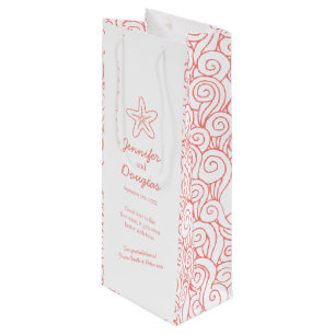 Wedding gift personalized starfish orange wine bag