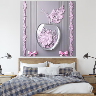 Wedding gift Pink & Grey Floral Glass AI art  Canvas Print