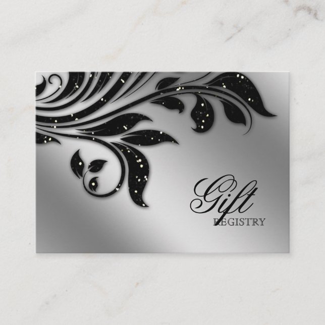 Wedding Gift Registration Card black sparkle xmas (Front)