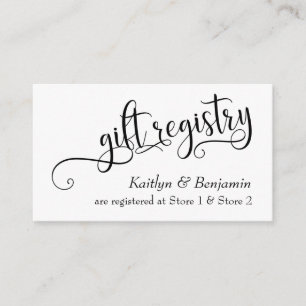 Wedding Gift Registry Cards w/ Elaborate Script