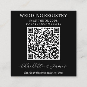 Wedding Gift Registry QR Code Black & White Photo Enclosure Card