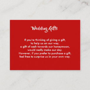 Wedding Gift Request Honeymoon Money Personalized Enclosure Card
