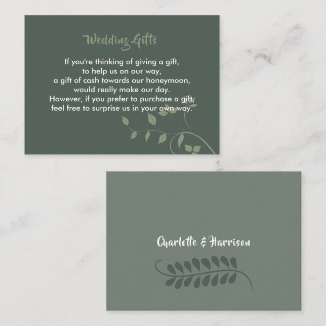 Wedding Gift Request Honeymoon Money Personalized Enclosure Card (Front/Back)
