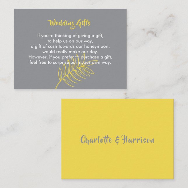Wedding Gift Request Honeymoon Money Personalized Enclosure Card (Front/Back)