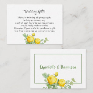 Wedding Gift Request Honeymoon Money Personalized  Enclosure Card