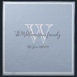 Wedding Gift Stylish Monogram Script Rustic Chic Napkin<br><div class="desc">Wedding Gift Stylish Monogram And Personalized Family Name Script Rustic Chic Cloth Napkin. Personalized white, grey monogram design with newlywed bride and groom's last name and date established on a soft pale dusty blue background. A unique gift for newlyweds. Lovely for their new life together. Also makes a beautiful housewarming...</div>