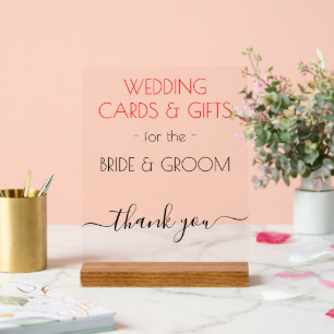 Wedding Gifts Black Red Typography Clear Acrylic Sign