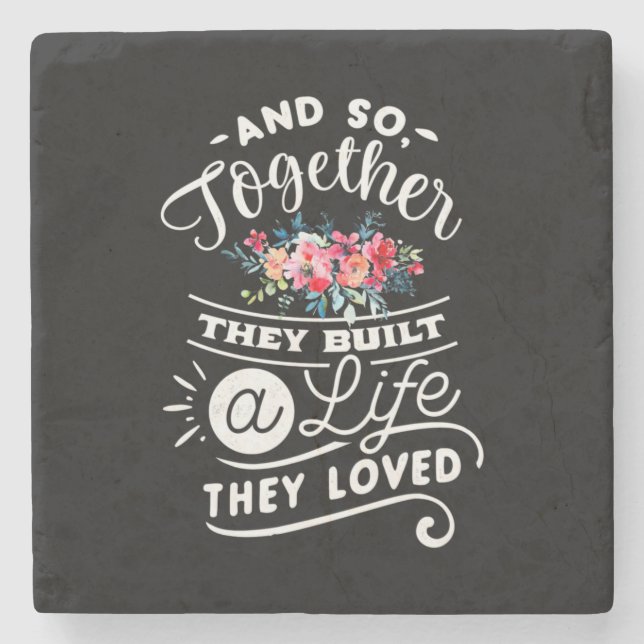 Wedding Gifts | Built A Life They Loved Stone Coaster (Front)