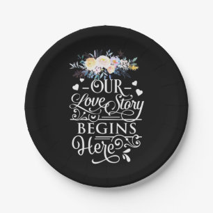 Wedding Gifts   Our Love Story Begins Here Paper Plate