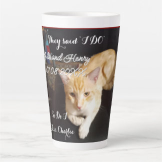 Wedding Ginger Cat Photo Text Customize Latte Mug
