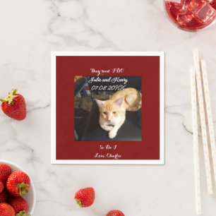 Wedding Ginger Cat Photo Text Customize Napkin