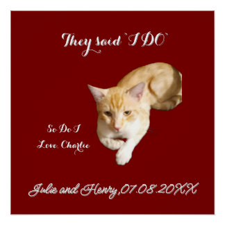 Wedding Ginger Cat Photo Text Customize Poster