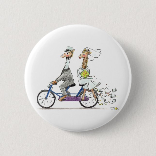 Wedding giraffes 2 inch round button (Front)