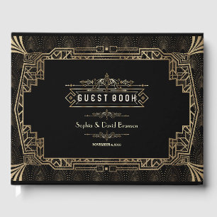 Wedding   Glam Art Deco Black Gatsby 1920s Style Guest Book