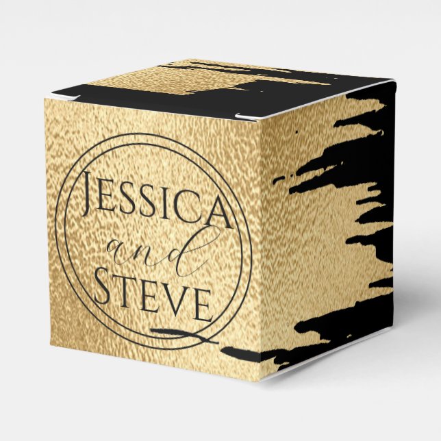 Wedding Gold and Black Classic Favor Box (Front Side)