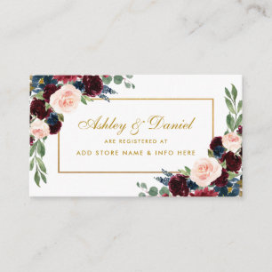 Wedding Gold Burgundy Blue Registry Insert Card B