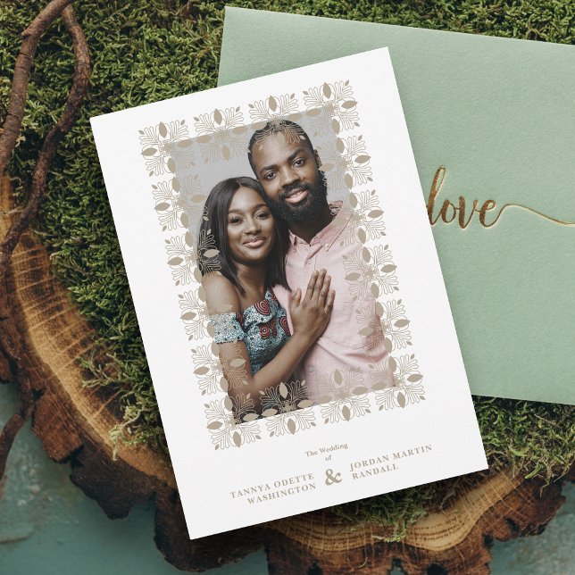 Wedding Gold Fancy Ornament Lace Effect Modern Invitation (Creator Uploaded)