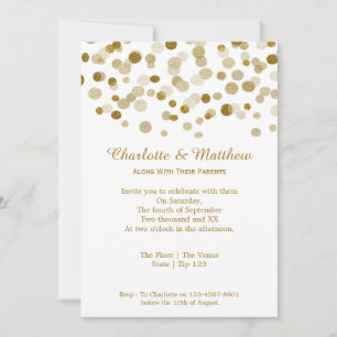 Wedding Gold Faux Glitter Dots Invitation