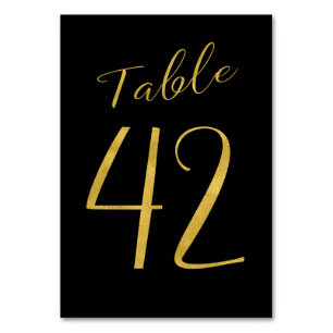 Wedding gold glitter black elegant table number