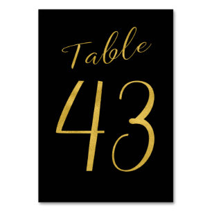 Wedding gold glitter black elegant table number