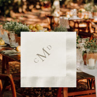 Wedding Gold Monogram Cream Coined Cocktail