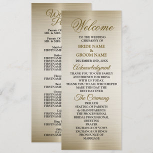 Wedding Gold Ornate Rectangle Dimond Flowers Shiny Program