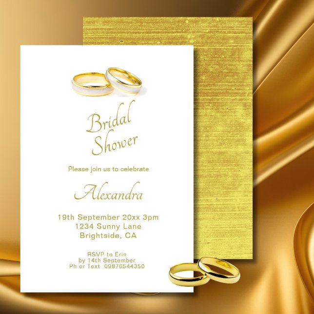  Wedding Gold Rings Elegant Bridal Shower  Invitation (Creator Uploaded)