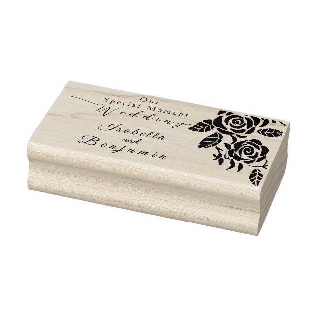 Wedding Gold Rose Black  Rubber Stamp (Stamp)