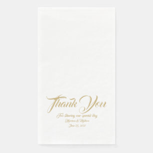 Wedding gold script custom thank you text names napkin