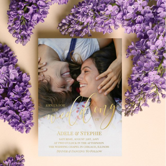 Wedding Gold Script Photo Double Sided (Creator Uploaded)