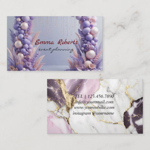 Wedding gold, silver and white balloons business card