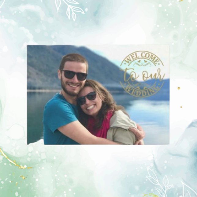 Wedding Gold Welcome Custom Photo Modern Relaxed  Enclosure Card (Create a heartfelt first impression with our modern Wedding Gold Welcome enclosure card)