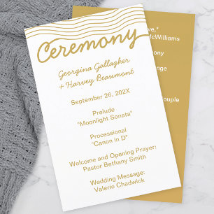 Wedding Gold White Wavy Lines Elegant Minimalist