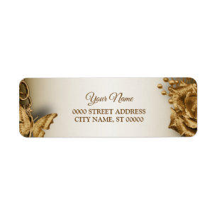 Wedding Golden Floral Vintage Party Return Address