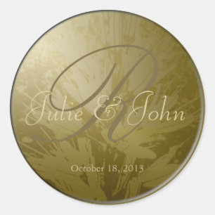 Wedding Golden Flowers Monogram - Sticker 3