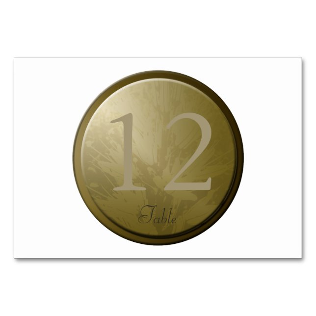 Wedding Golden Flowers Personalized Table Card 7 (Front)