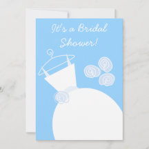 Wedding Gown Blue bridal shower invitation white