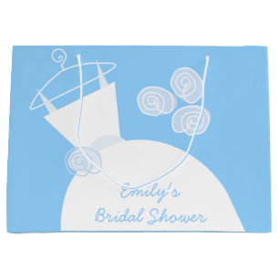 Wedding Gown Blue Bridal Shower large Large Gift Bag