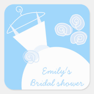 Wedding Gown Blue 'Bridal Shower' sticker square