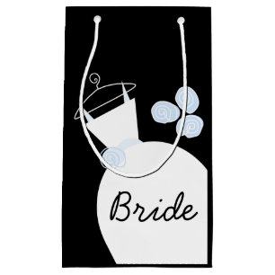 Wedding Gown Blue Bride gift bag black