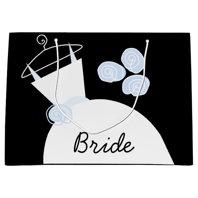 Wedding Gown Blue Bride gift bag black large (Front)