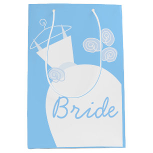 Wedding Gown Blue Bride gift bag medium